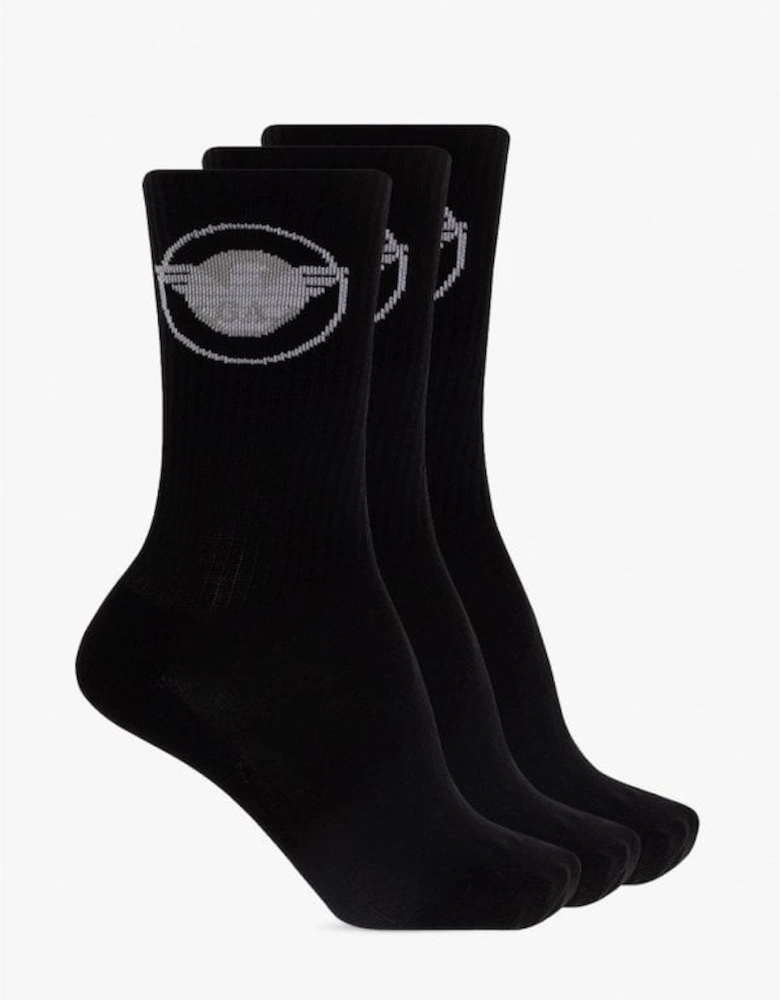 Cotton 3-Pair Black Socks
