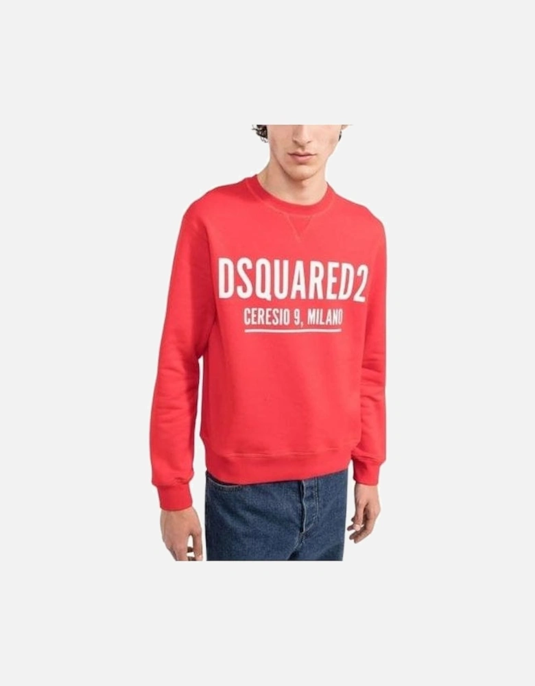 Cotton Printed Logo Red Sweatshirt