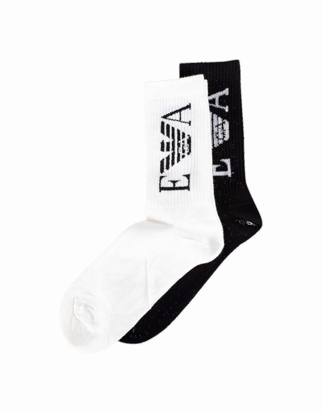 Cotton 2-Pair Black & White Logo Socks, 2 of 1