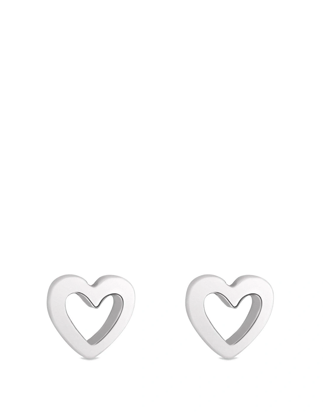 Sterling Silver 925 Open Heart Stud Earrings, 2 of 1