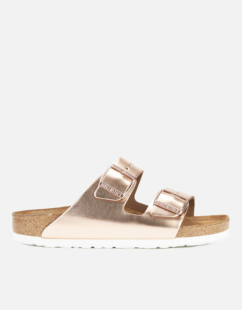 Birkenstock Women's Arizona Slim Fit Leather Double Strap Sandals - Metallic Copper