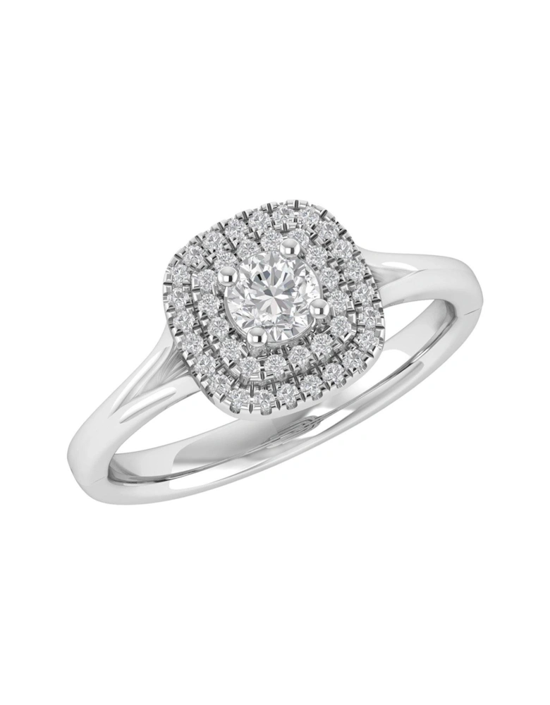 9ct White Gold 0.45ct Diamond Square Engagement Ring