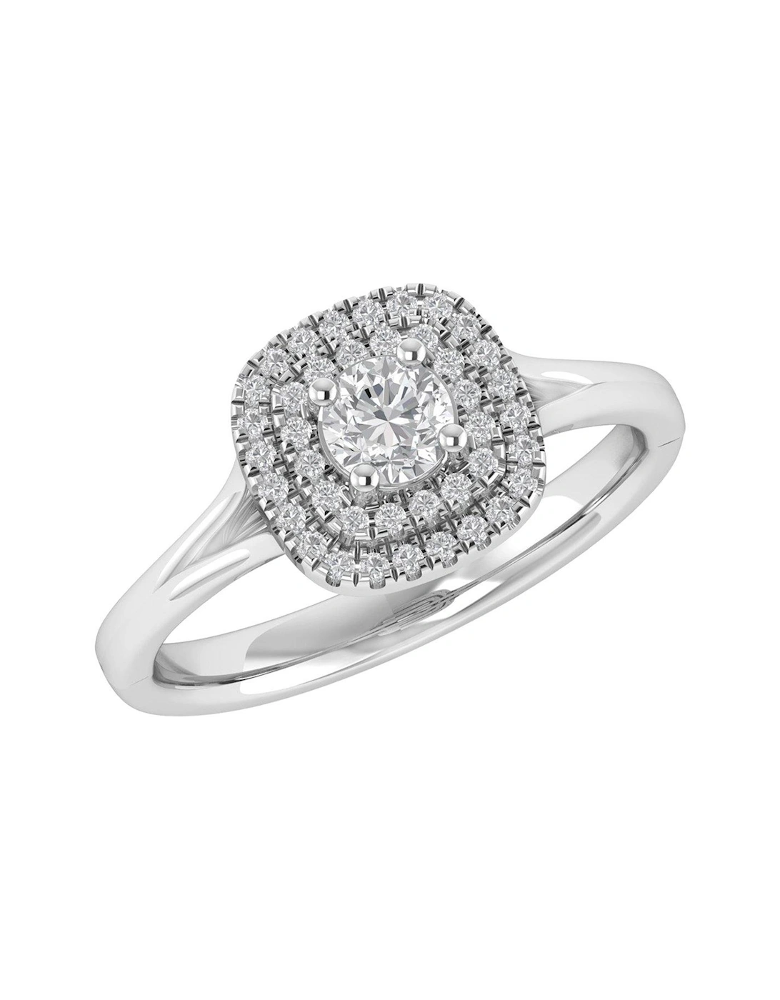 9ct White Gold 0.45ct Diamond Square Engagement Ring, 3 of 2