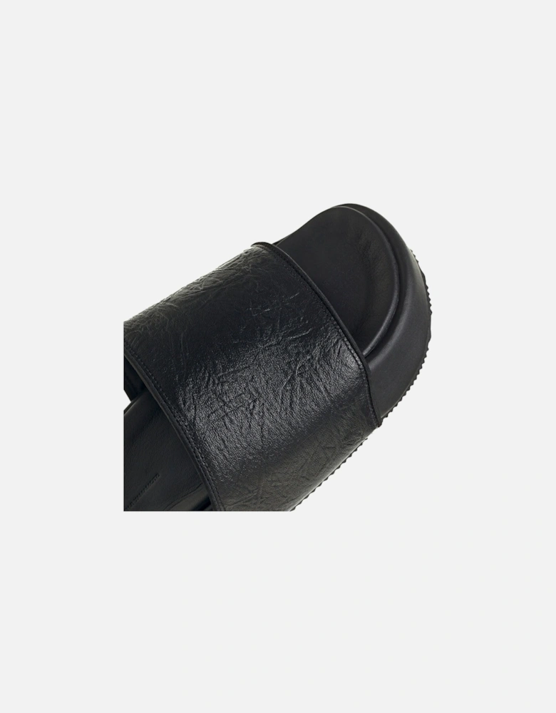 Y-3 Mens Leather Slides Black
