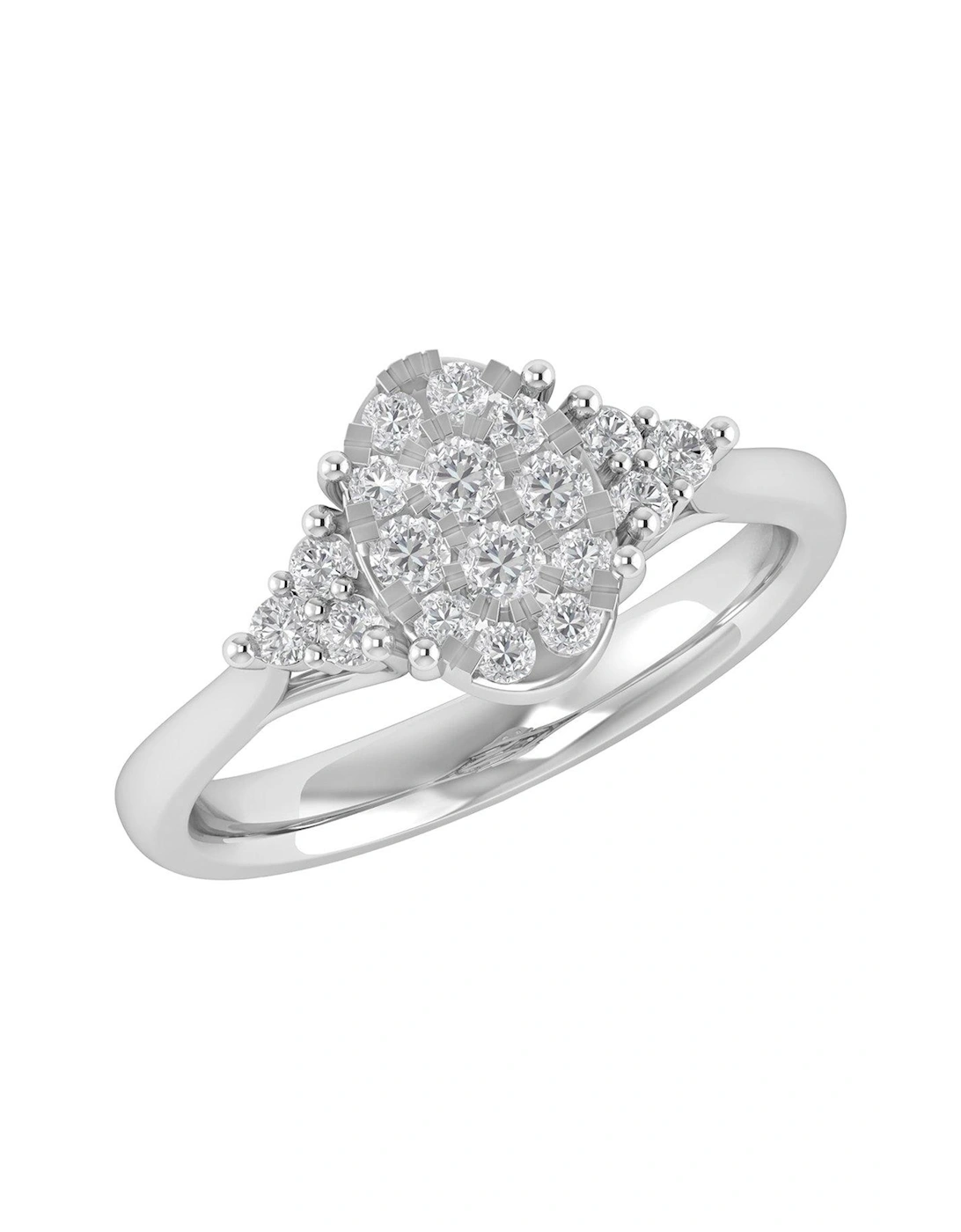 9ct White Gold 0.50ct Diamond Oval Cluster Engagement Ring, 3 of 2
