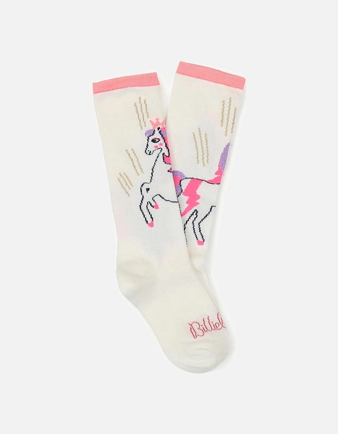 Girls Ivory Unicorn Socks, 2 of 1