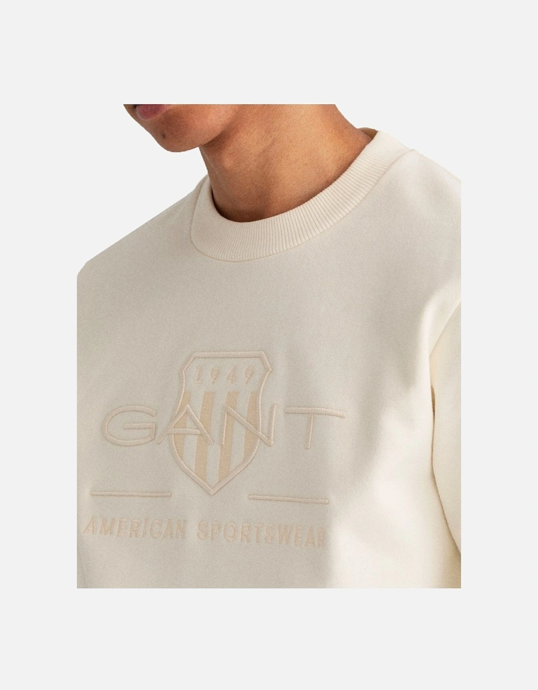 Regular Tonal Shield Crew Neck Sweatshirt Eggshell