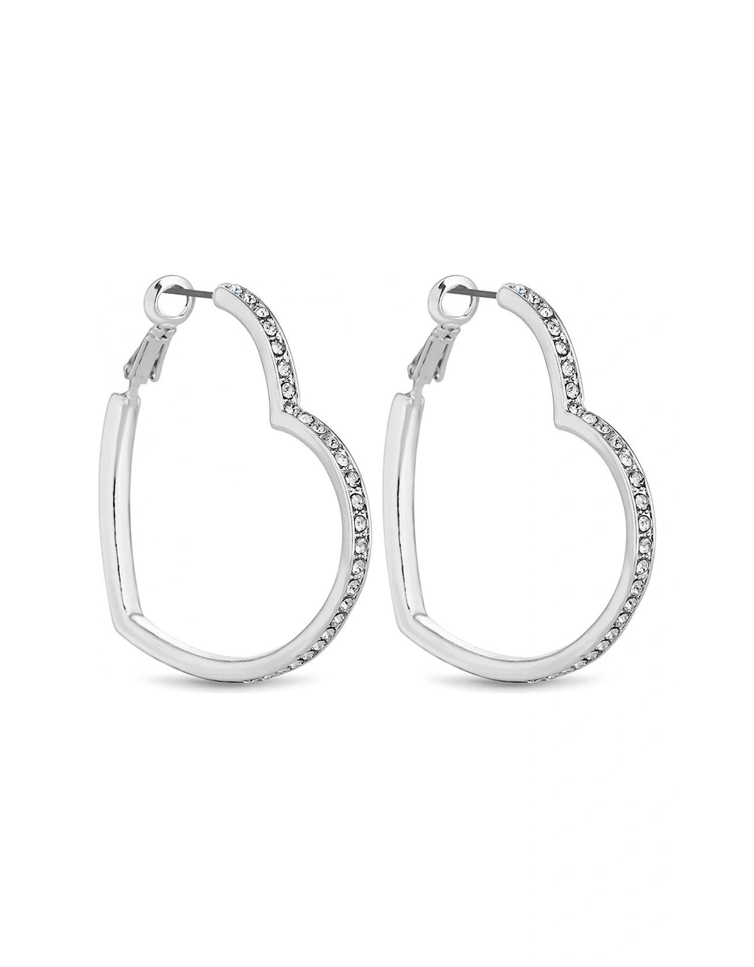 Silver Crystal Heart Hoop Earrings, 2 of 1