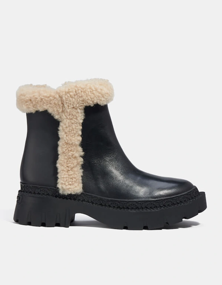 Jane Leather and Shearling Chelsea Boots