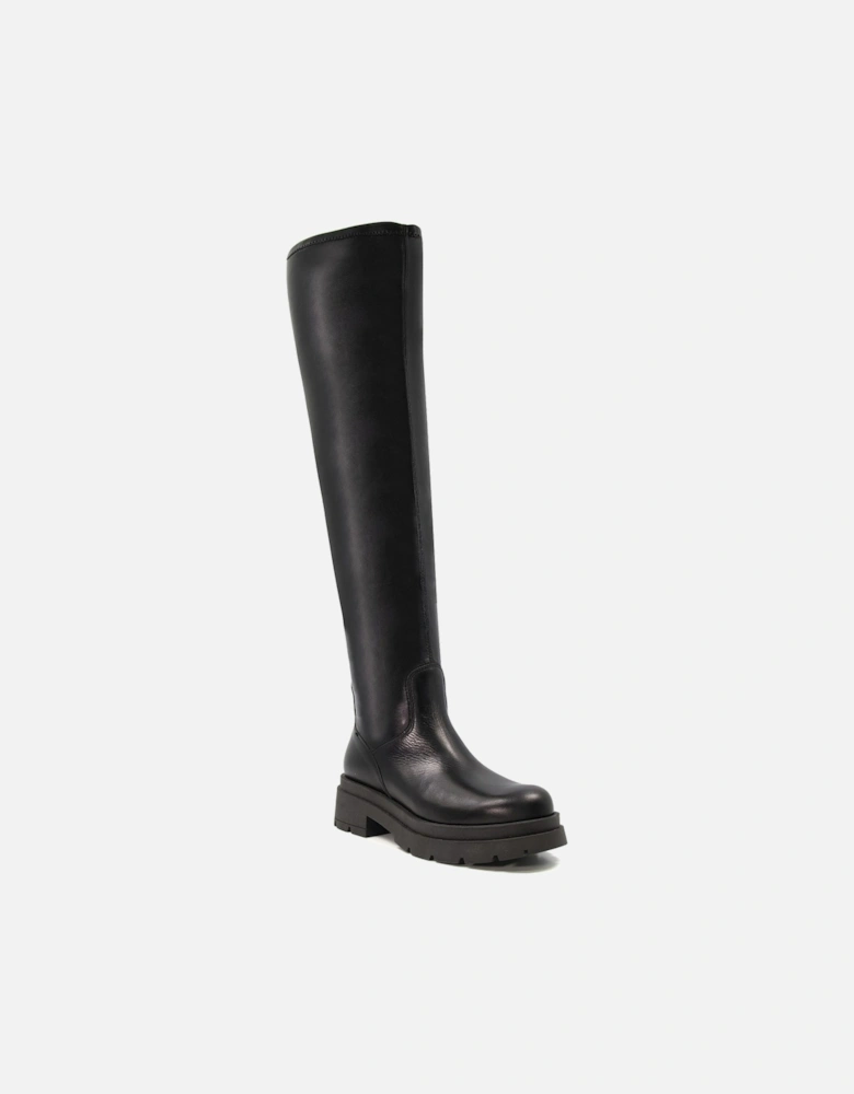 Ladies Taurus - Chunky Leather Knee-High Boots