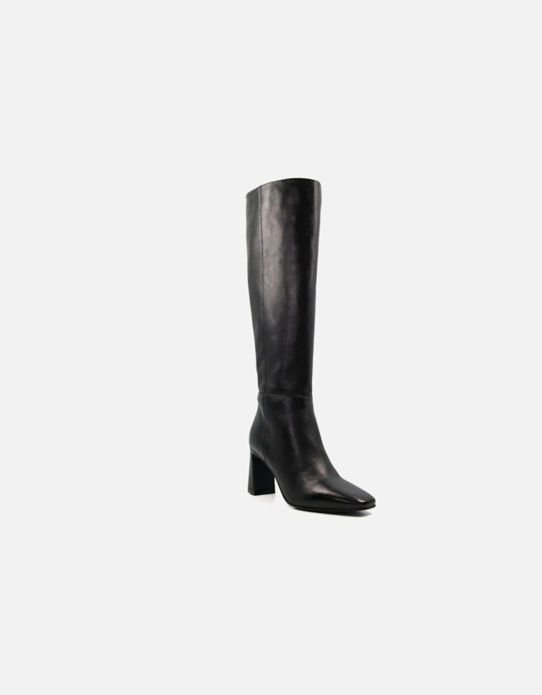 Dune Ladies Savoir - Flare-Heeled Leather Knee-High Boots