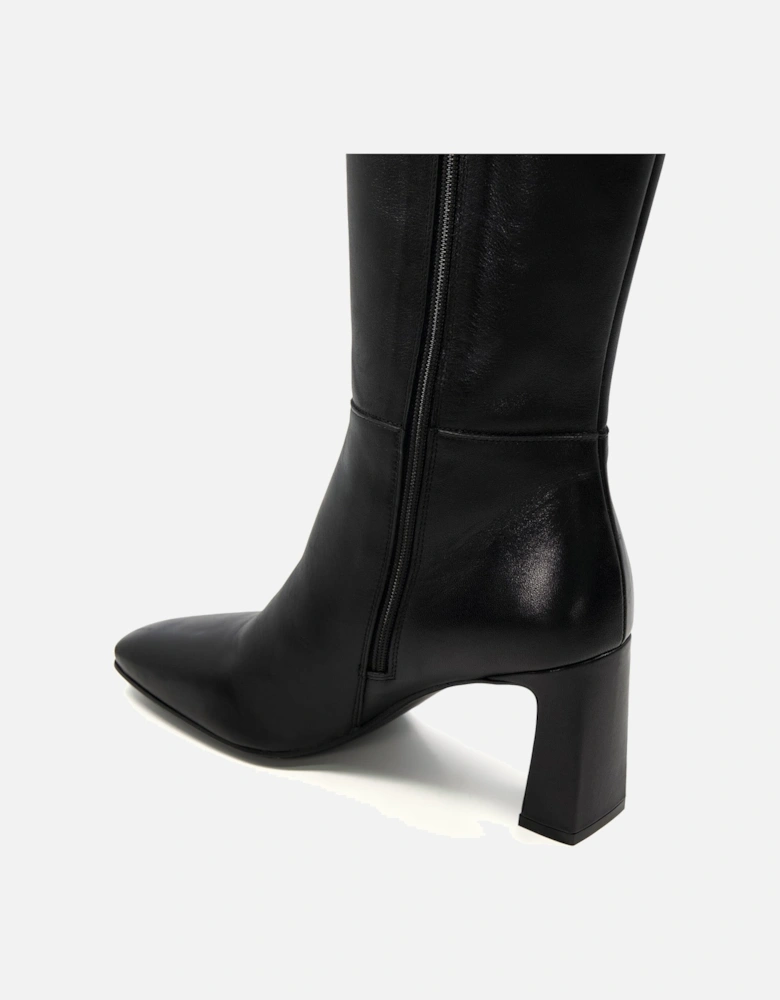 Ladies Savoir - Flare-Heeled Leather Knee-High Boots
