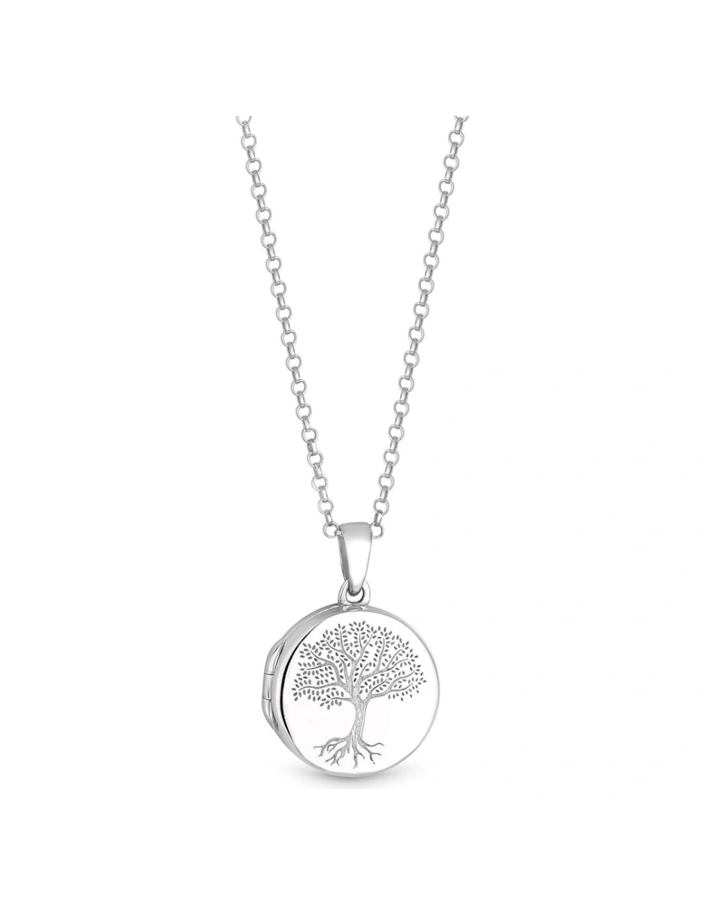 Sterling Silver 925 Embossed Tree Of Love Locket Necklace