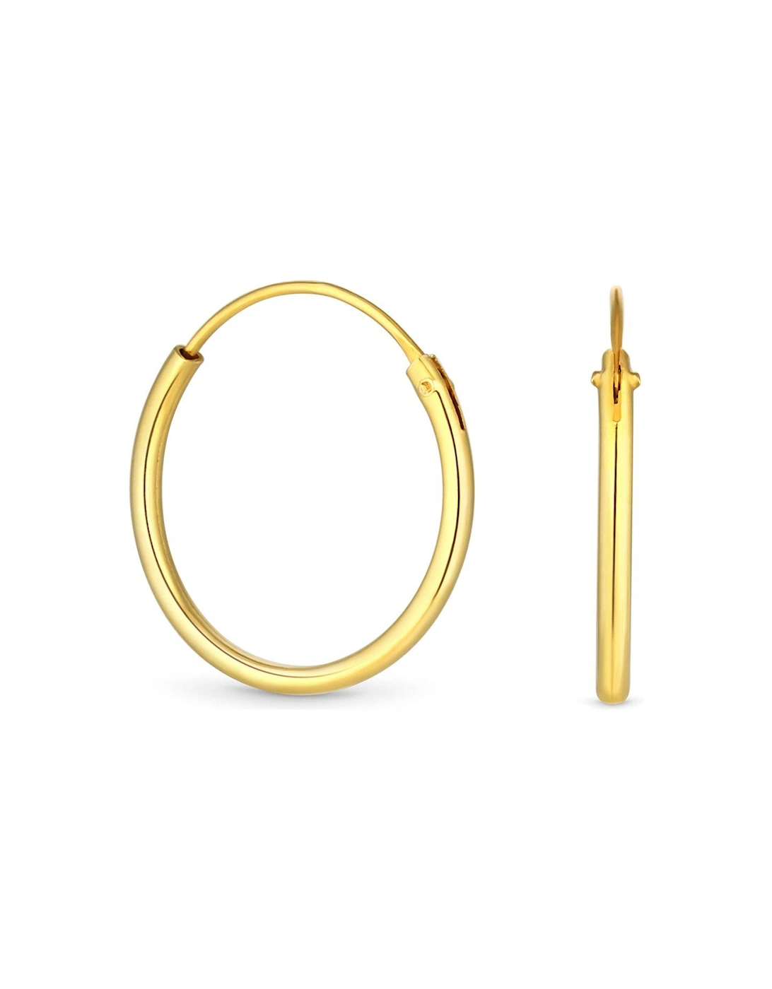 Sterling Silver 925 12ct Gold Plated Polished Mini Sleeper Hoop Earrings, 2 of 1