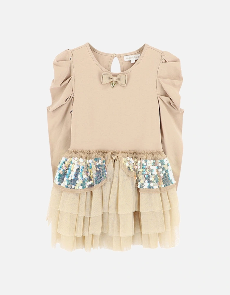 Sand Tulle Sequin Dress