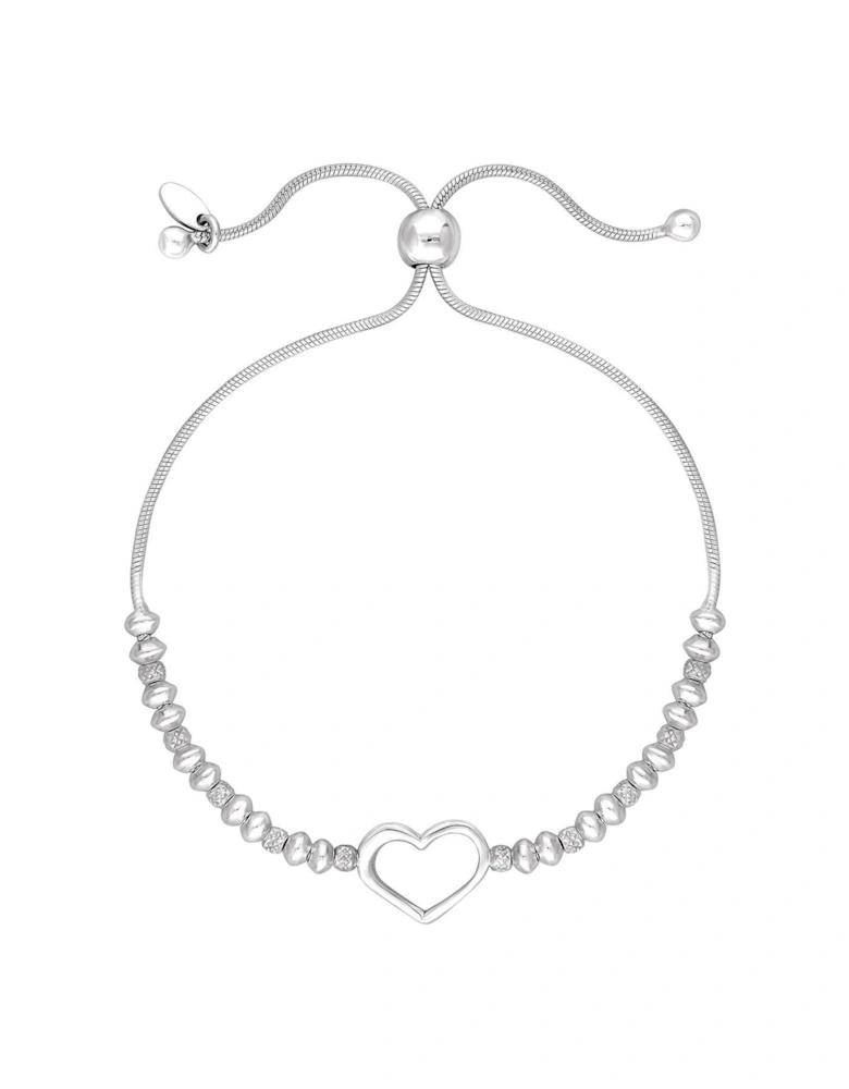 Sterling Silver 925 Open Heart Toggle Bracelet