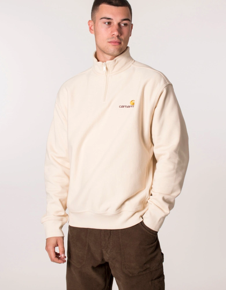 Relaxed Fit Quarter Zip American Script Sweatshirt