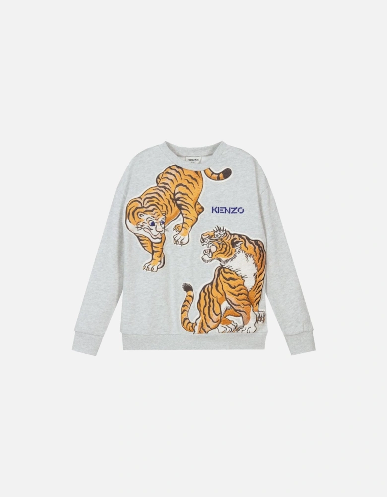 boys Tiger Motif Sweatshirt