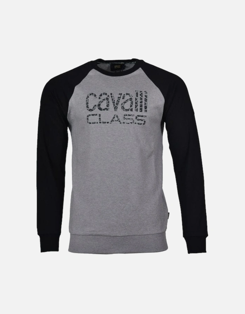 Cavalli Class Leopard Print Logo Sweatshirt Grey