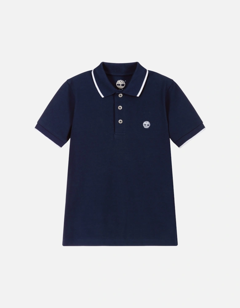 Kids Classic Logo Print Polo Navy