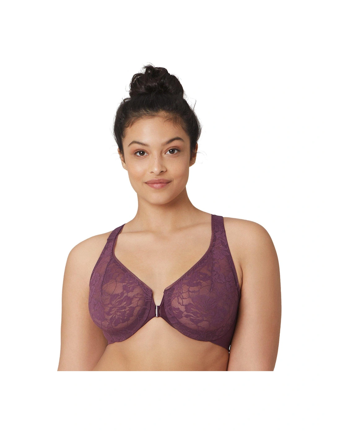 Lacey T-back Front Close Wonderwire Bra - Plum, 2 of 1