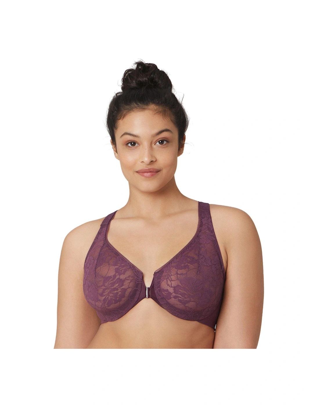 Lacey T-back Front Close Wonderwire Bra - Plum, 7 of 6