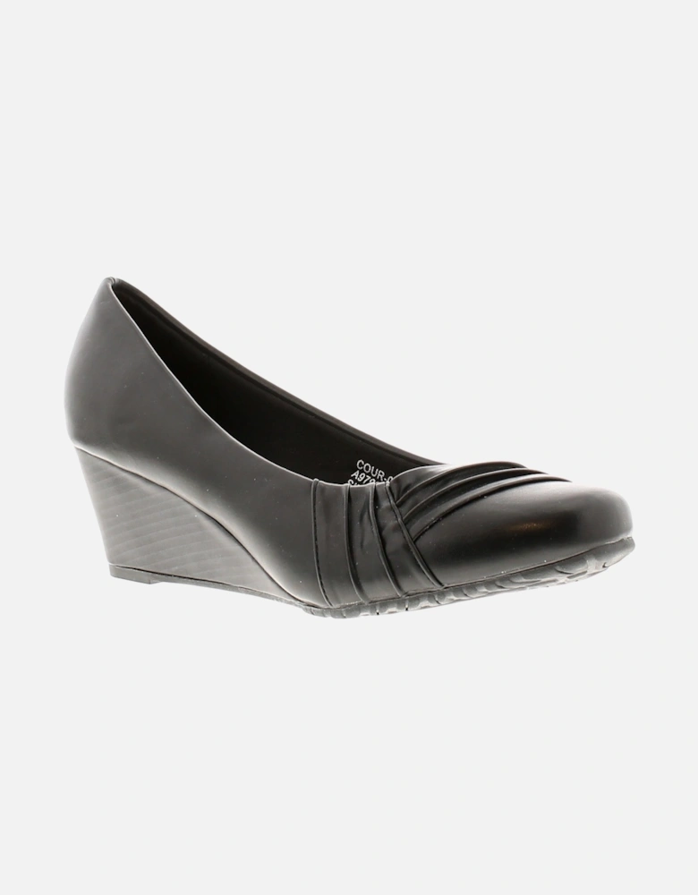 Womens Shoes Wedges Cortez pu Slip On black UK Size