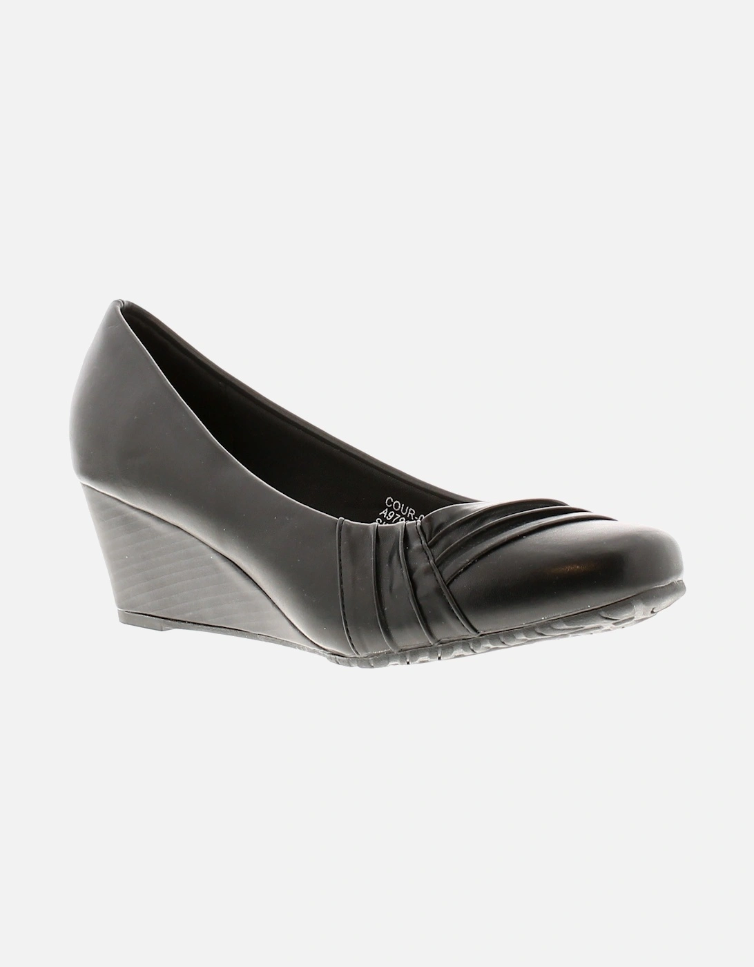 Womens Shoes Wedges Cortez pu Slip On black UK Size, 6 of 5