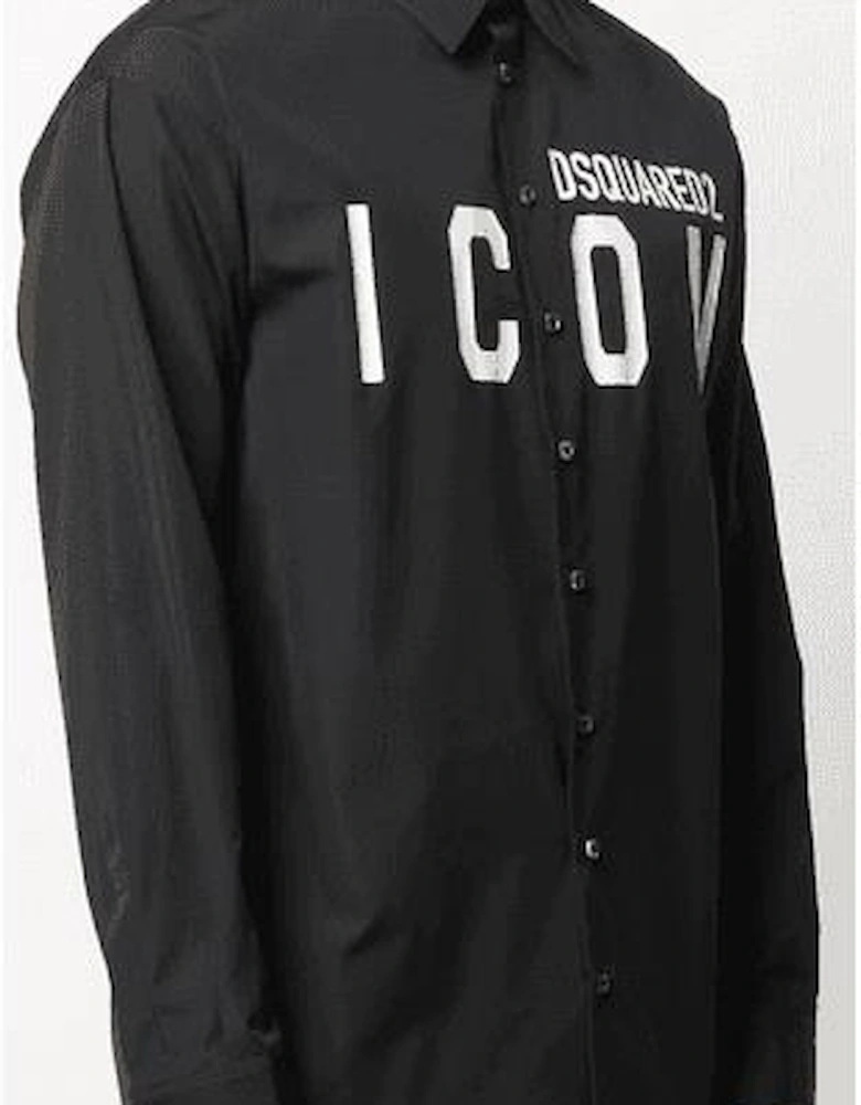 Printed ICON Logo Long Sleeve Black Shirt