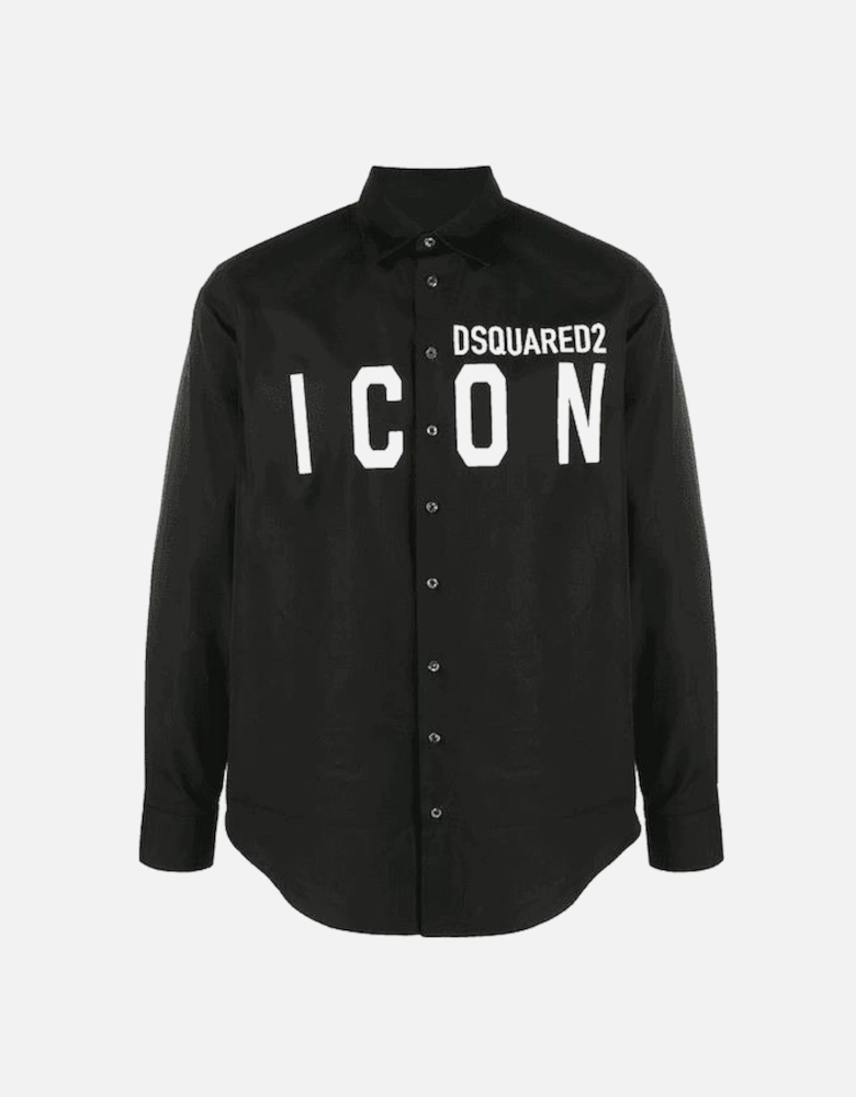 Printed ICON Logo Long Sleeve Black Shirt