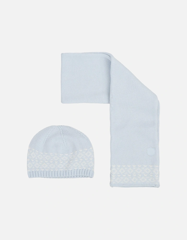 Blue Knit Hat and Scarf Set