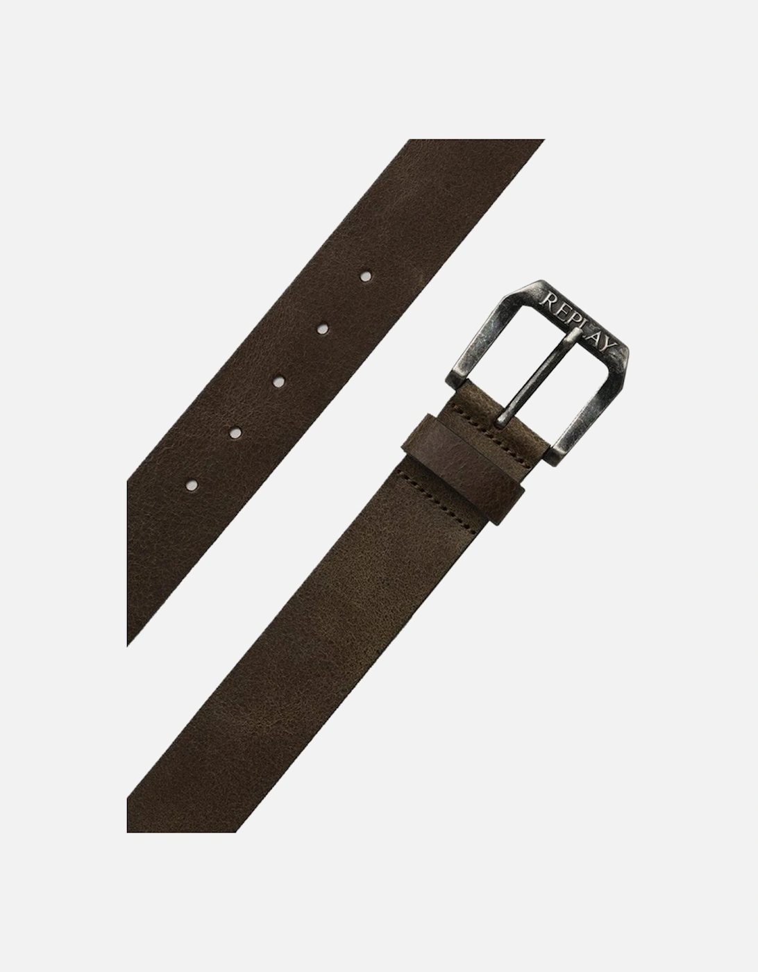 Mens Logo Buckle Branded Belt Brown