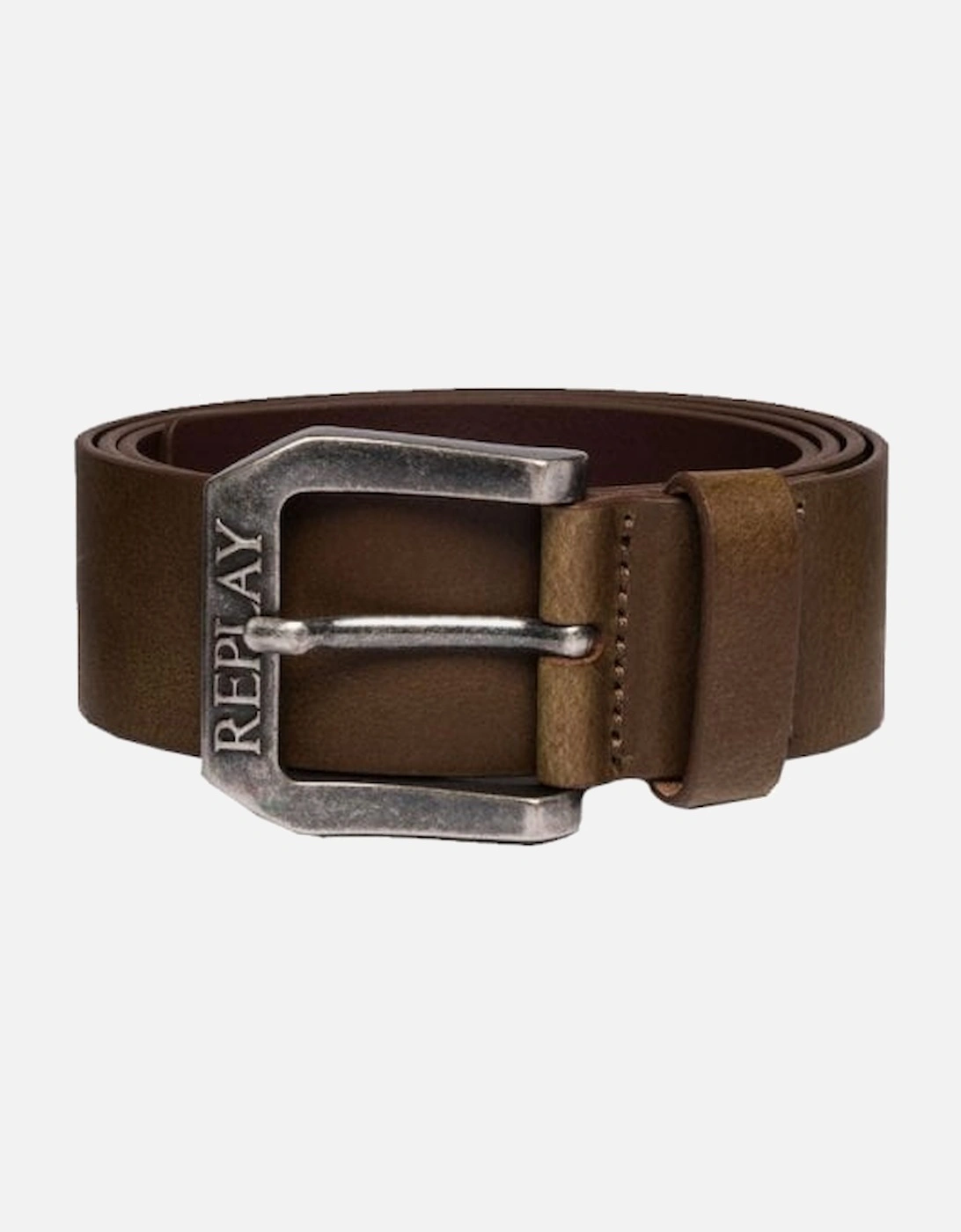 Mens Logo Buckle Branded Belt Brown, 3 of 2