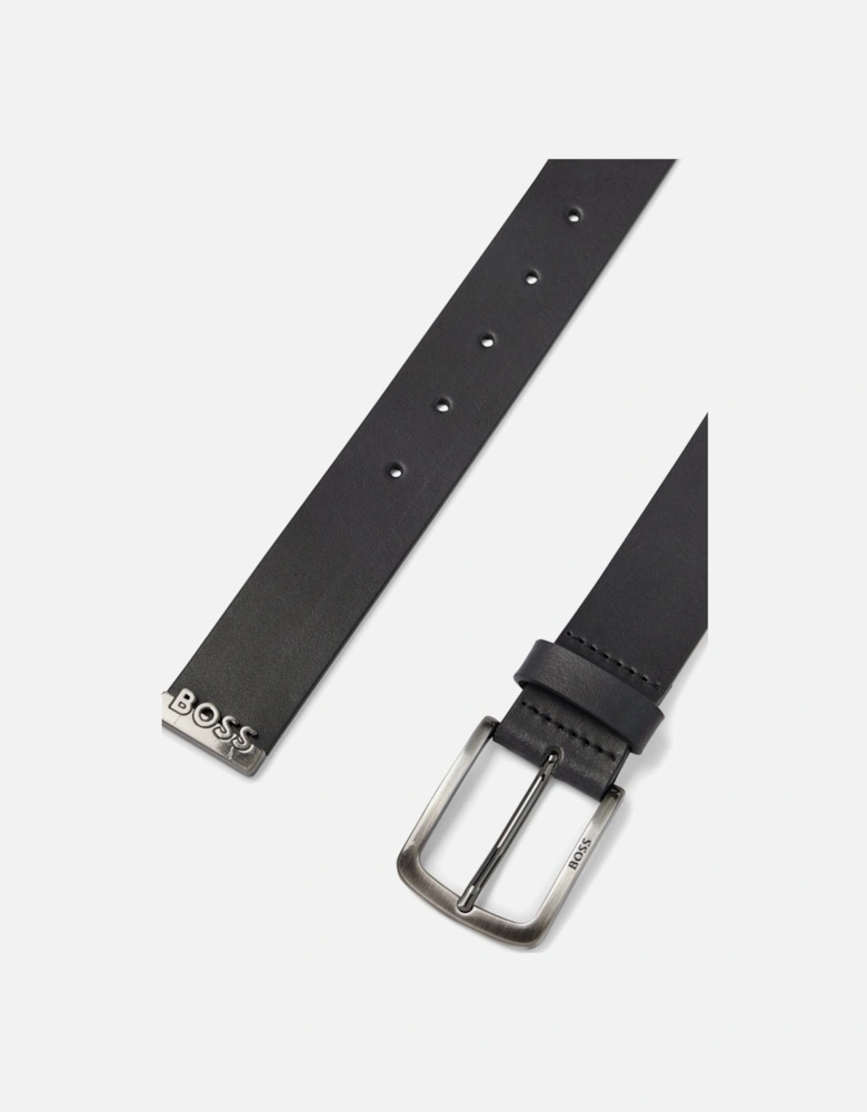 Boss Jor-metal-tip Leather Belt Black