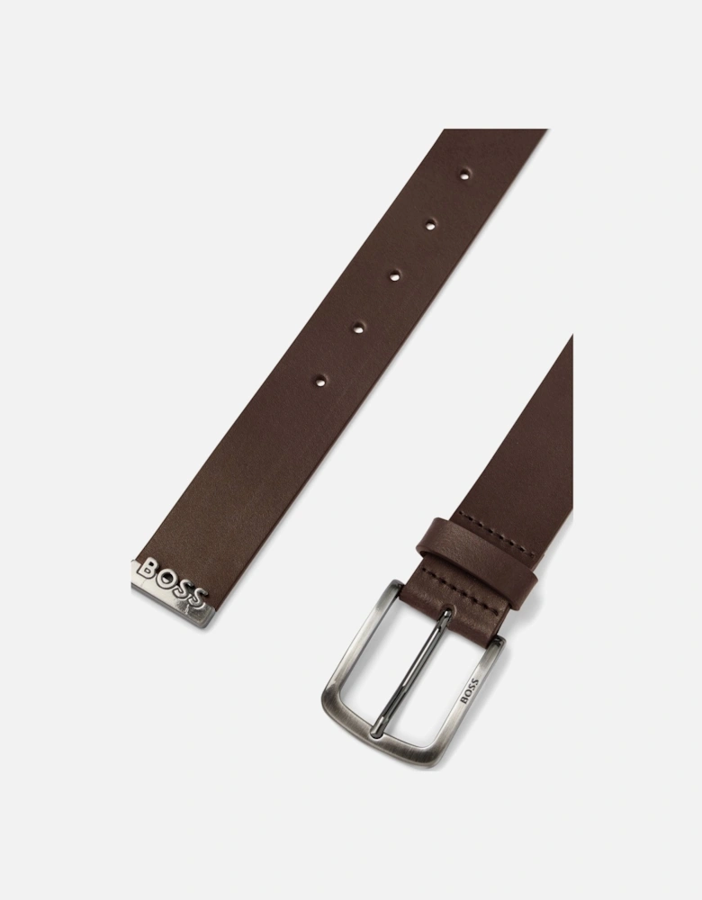 Boss Jor-metal-tip Leather Belt Dark Brown