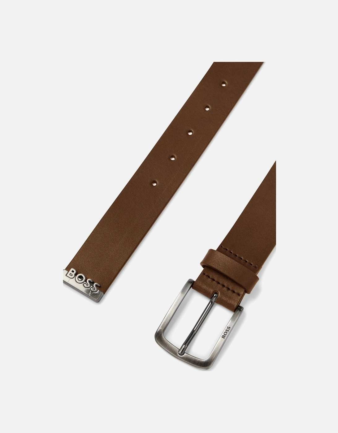 Boss Jor-metal-tip Leather Belt Medium Brown
