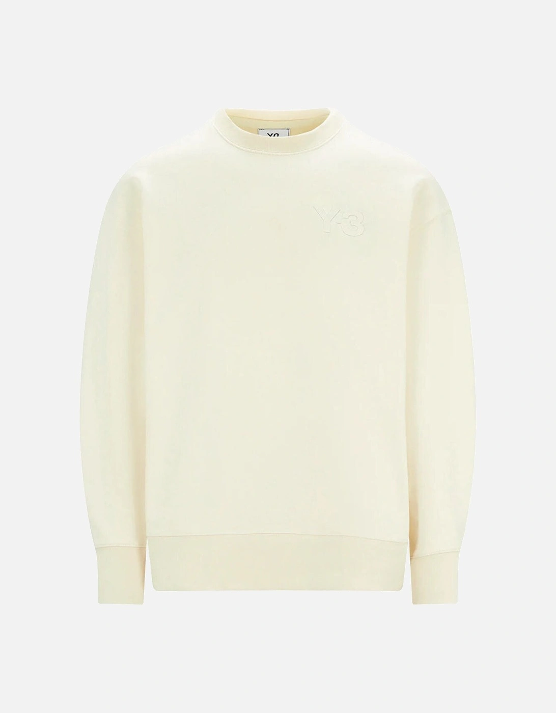Y-3 Mens Chest Logo Sweater Cream, 2 of 1