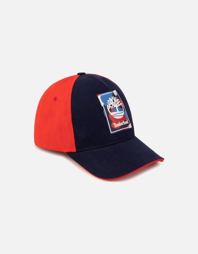 Kids Classic Logo Print Cap Red & Navy