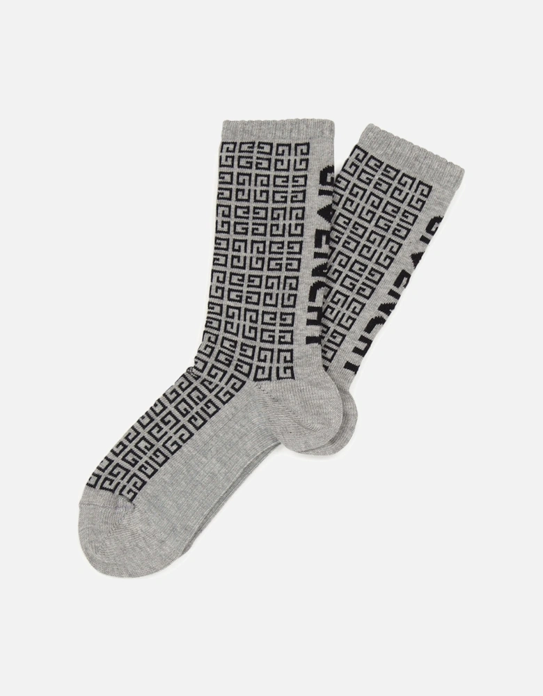 Kids Unisex Logo Socks Grey