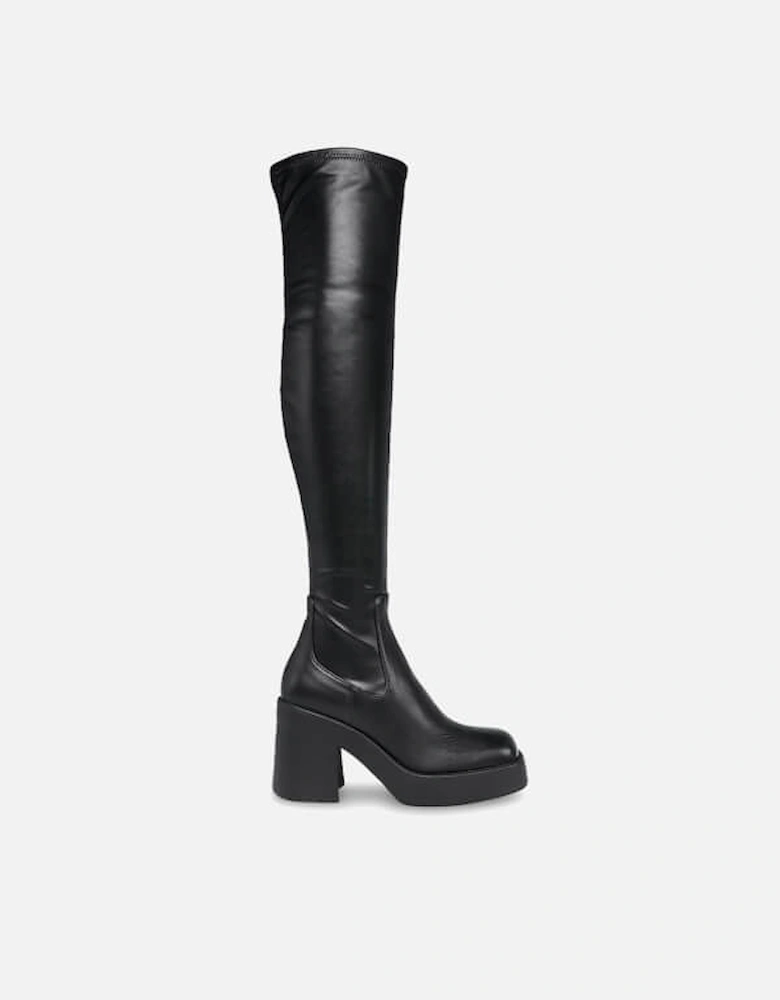 Clifftop Faux Leather Heeled Knee Boots