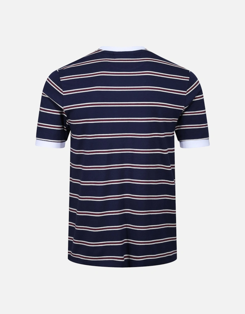 Santiago Ringer T-Shirt With Heritage Stripe - Navy/Egret