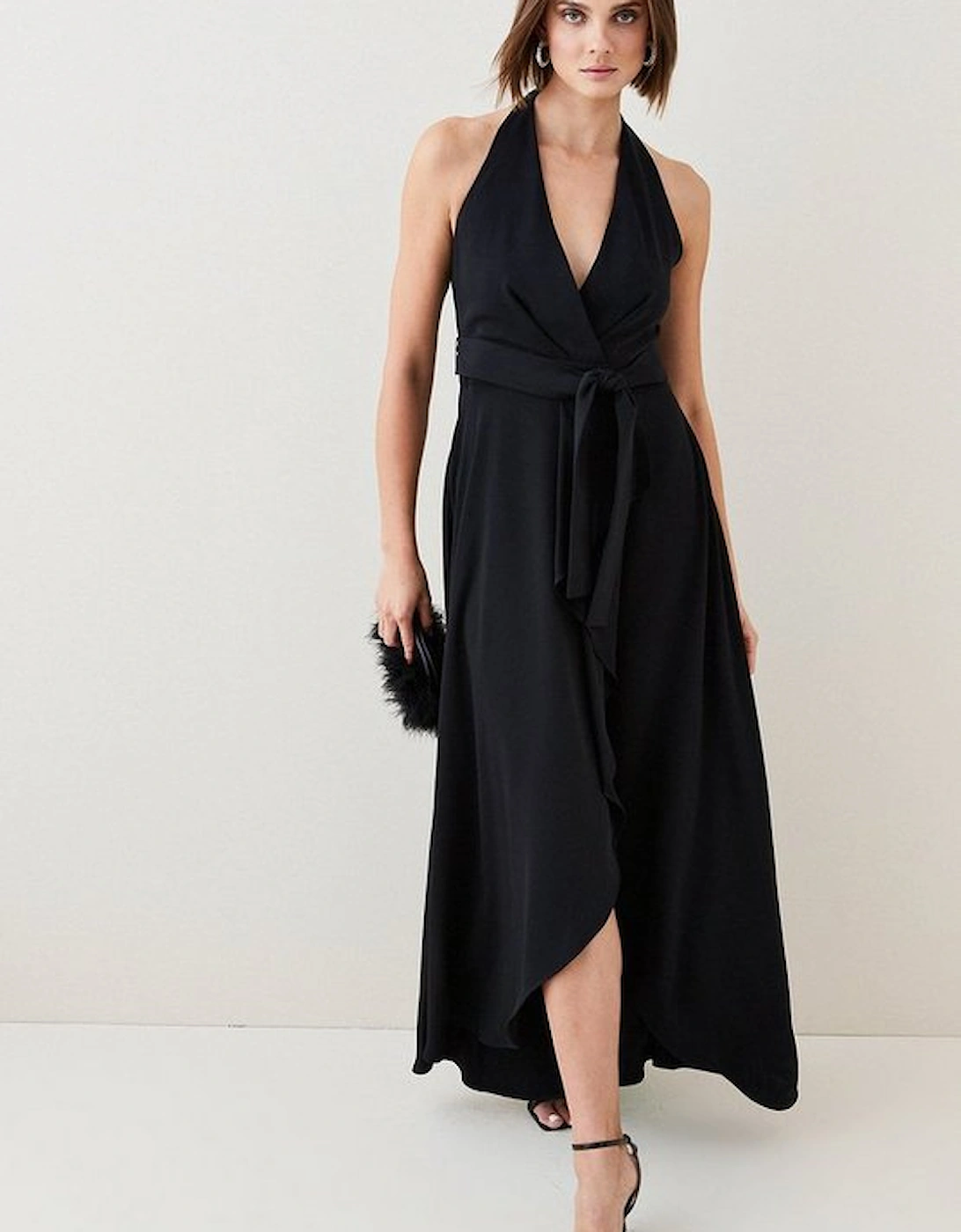 Soft Tailored Waterfall Halter Maxi Dress, 5 of 4