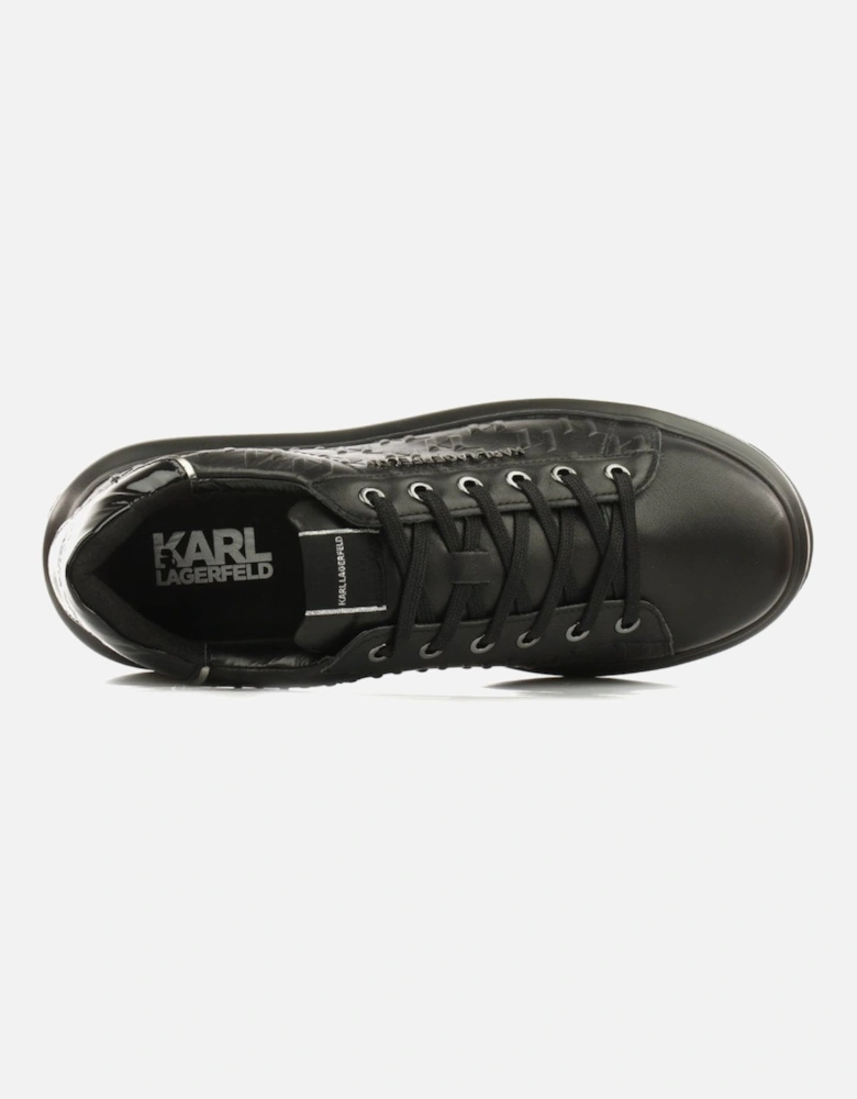 Kapri Monogram Emboss Logo Black Leather Trainer