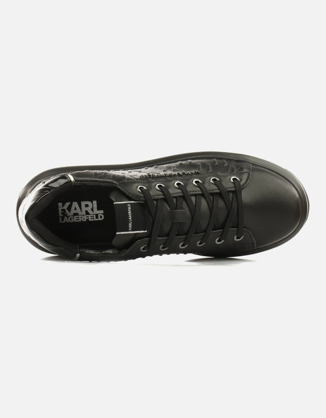 Kapri Monogram Emboss Logo Black Leather Trainer
