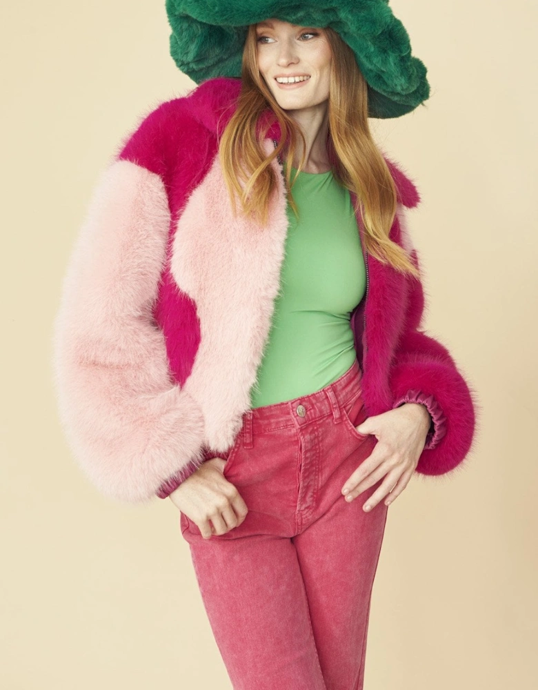 Green Faux Fur Oversized Hat