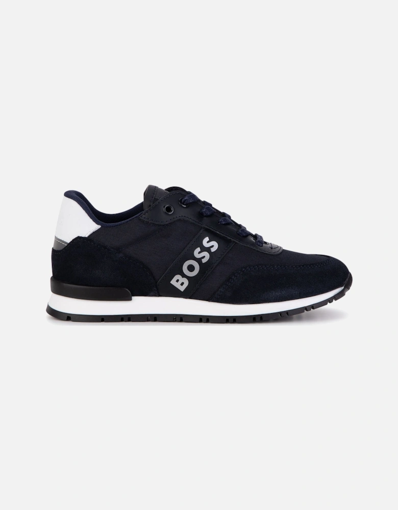 Boys Lace Up Sneakers Navy