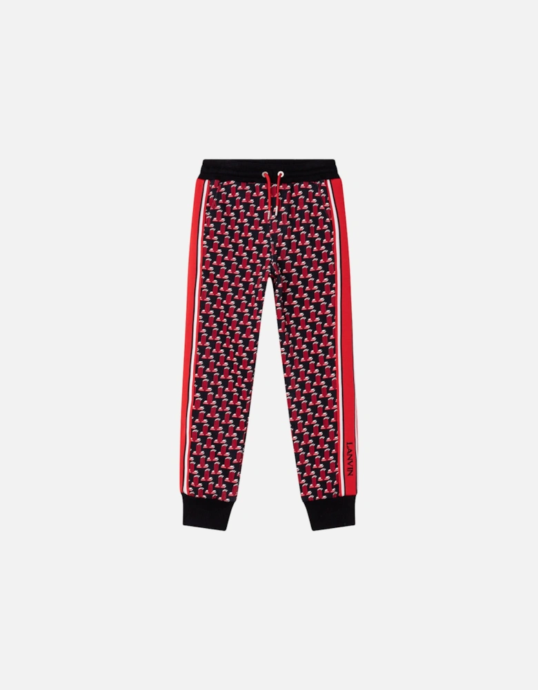 Boys Monogram Print Joggers Black