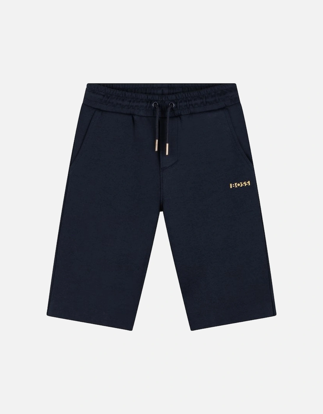 Kids Fleece Logo Print Shorts Navy, 3 of 2