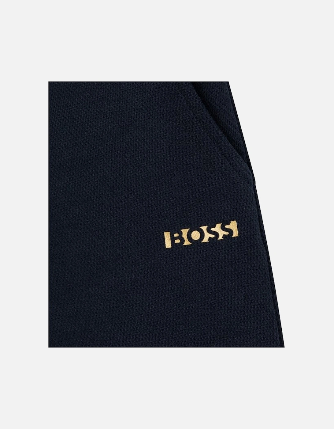 Kids Fleece Logo Print Shorts Navy