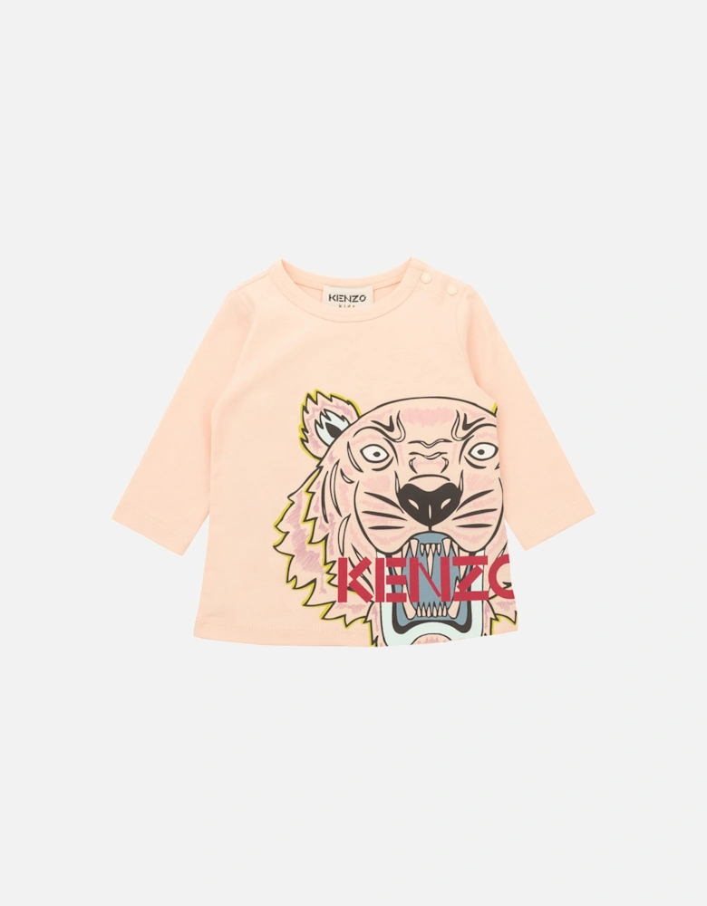 Baby Girls Tiger Print Long Sleeved T-shirt Pink